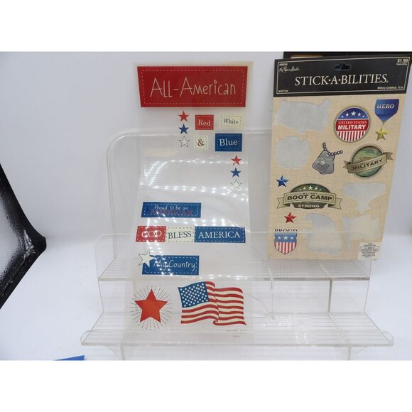 143 Patriotic Stickers, 11 Partial Sheets Flags, Words, Military, Images - Picture 4 of 10